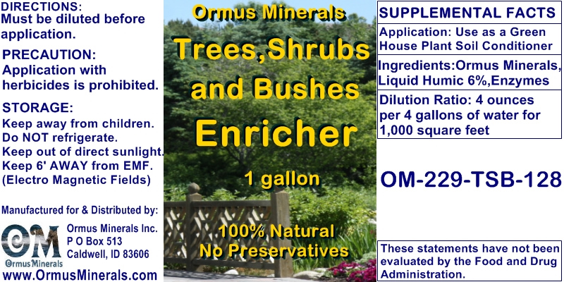 Ormus Minerals Trees, Shrubs, Bushes, Enricher